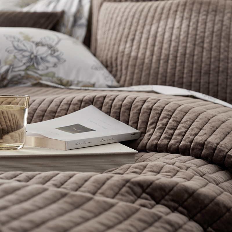 Harmony Luxe Ultra-Cozy Velvet Quilted Sham - Taupe, King