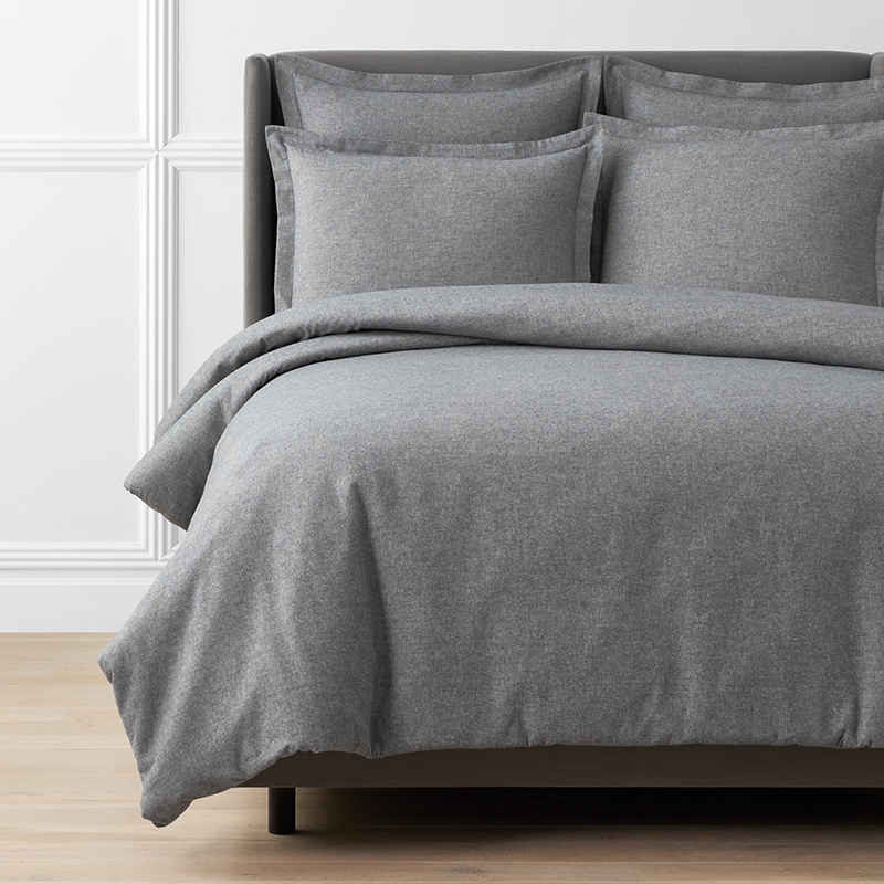 The Company Store Bromley Premium Ultra-cozy Cotton Flannel Duvet Cover In Gray