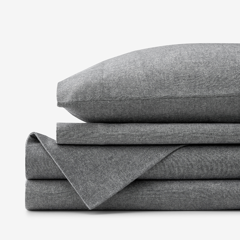 The Company Store Bromley Premium Ultra-cozy Cotton Flannel Bed Sheet Set In Gray