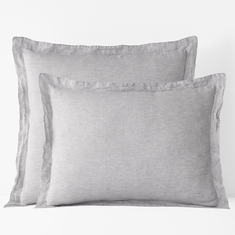 The Company Store Premium Breathable Relaxed Chambray Linen Sham In Gray