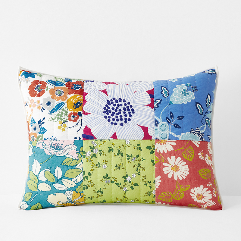 Summer Garden Patchwork Quilted Sham - Blue, Standard