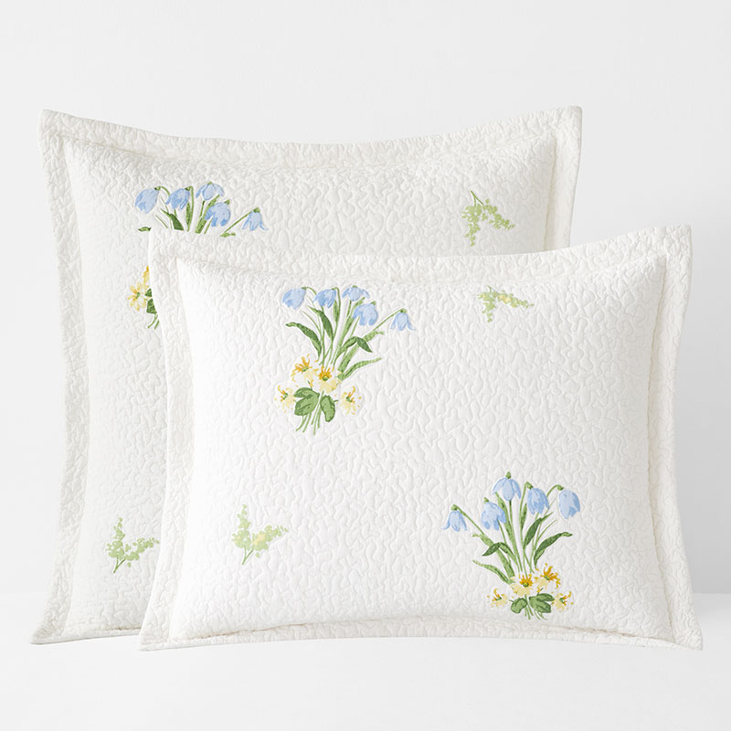 Shop The Company Store Cecilia Floral Cotton Matelasse Sham In Blue/white