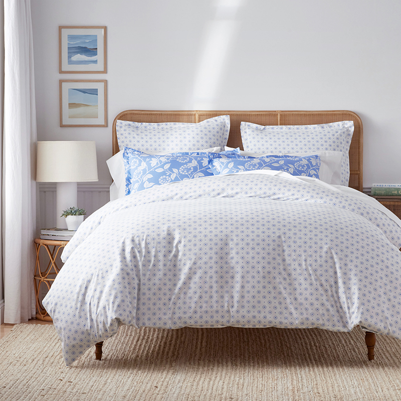 Myla Dots Classic Cool Organic Cotton Percale Bed Duvet Cover - Blue Multi, Twin XL