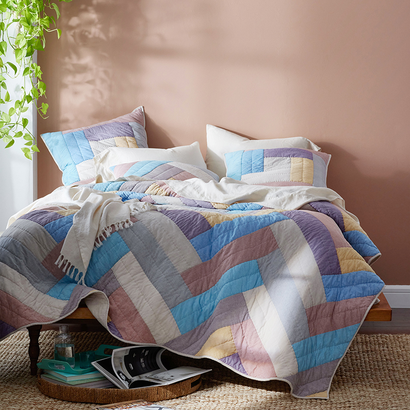Chambray Chevron Handcrafted Quilt