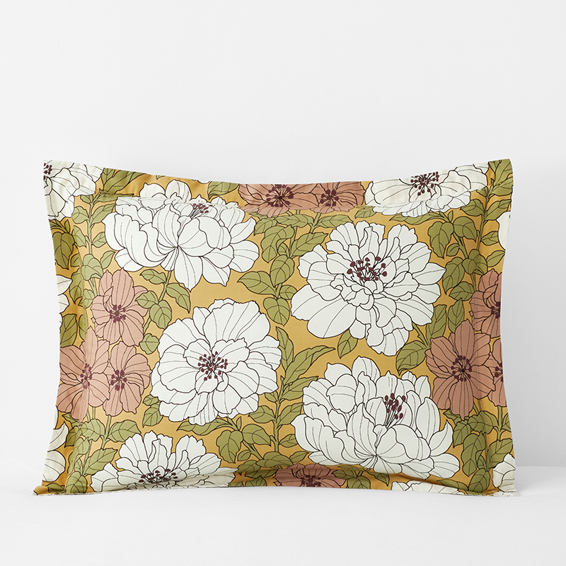 Remi Floral Classic Cool Cotton Percale Sham  - Rust, King