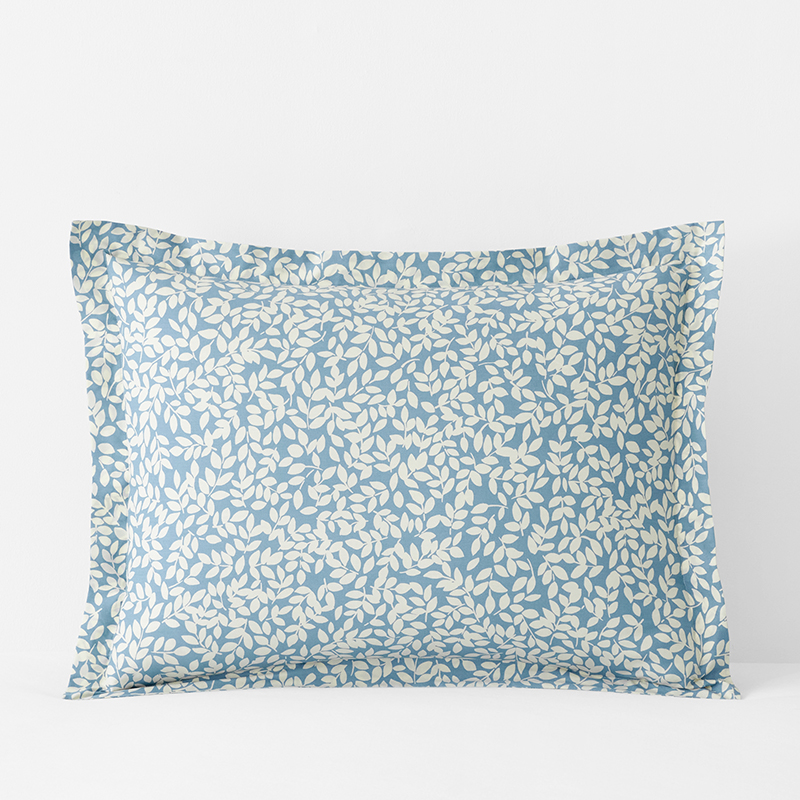 Remi Leaf Classic Crisp Cotton Percale Sham - Blue, Standard