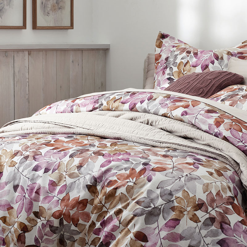 Sunset Leaf Print Wrinkle-Free Sateen Comforter | The Company Store