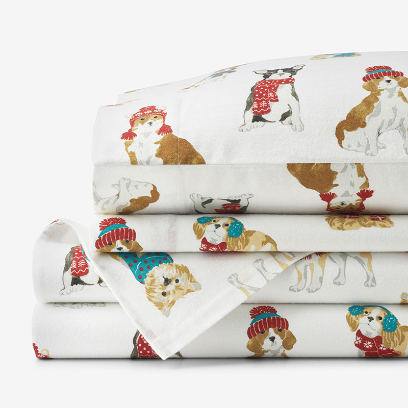 Classy Dogs Premium Ultra-Cozy Cotton Flannel Bed Sheet Set