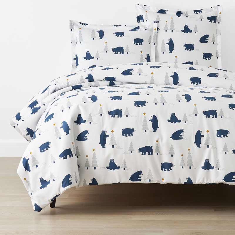 Holiday Trees & Bears Classic Cool Cotton Percale Duvet Cover