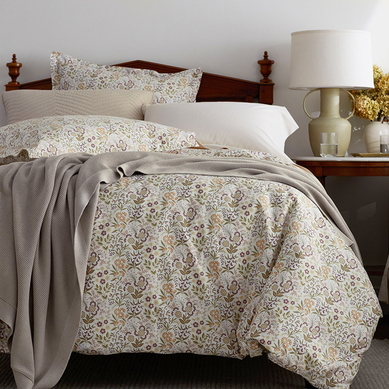 Autumn Garden Classic Cool Cotton Percale Bed Duvet Cover  - Blush, Twin