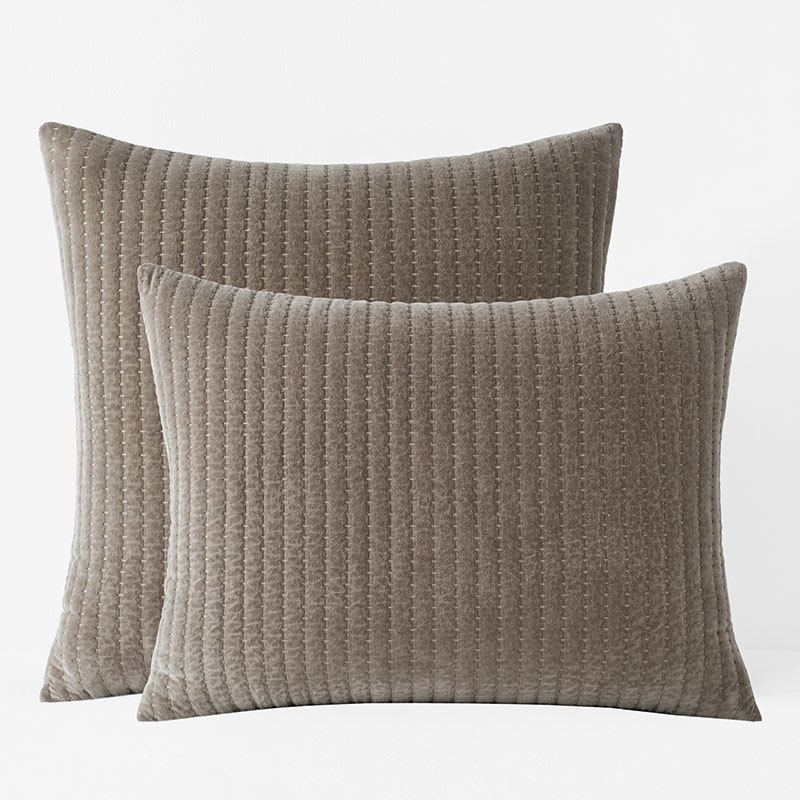 The Company Store Straight Stitch Velvet Quilted Sham In Brown