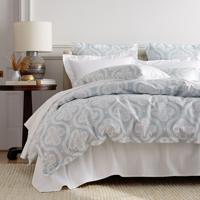 Marrakesh Luxe Smooth Sateen Duvet Cover - Blue/White, Twin/Twin XL