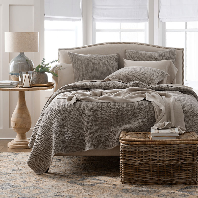 Ophelia Handcrafted Quilt - Dark Taupe, King