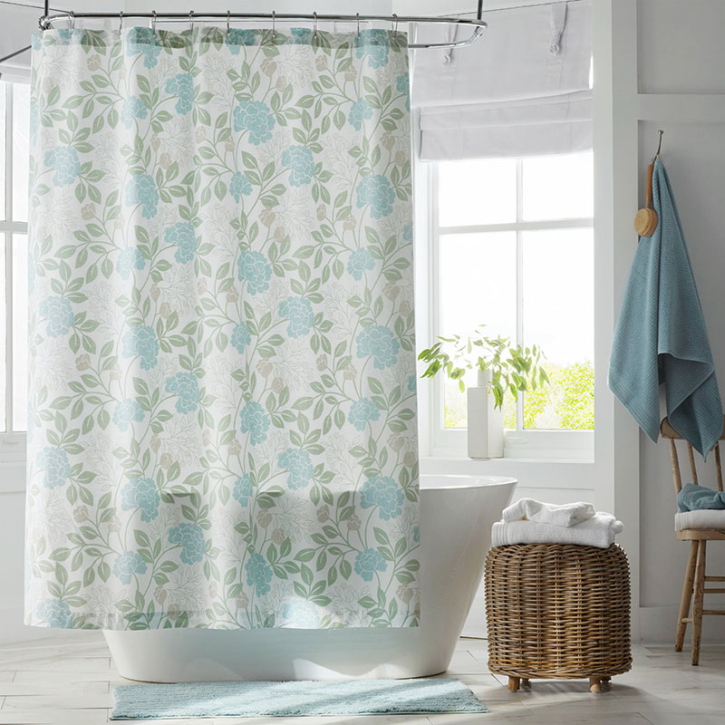 Brown And Blue Shower Curtain - Foter