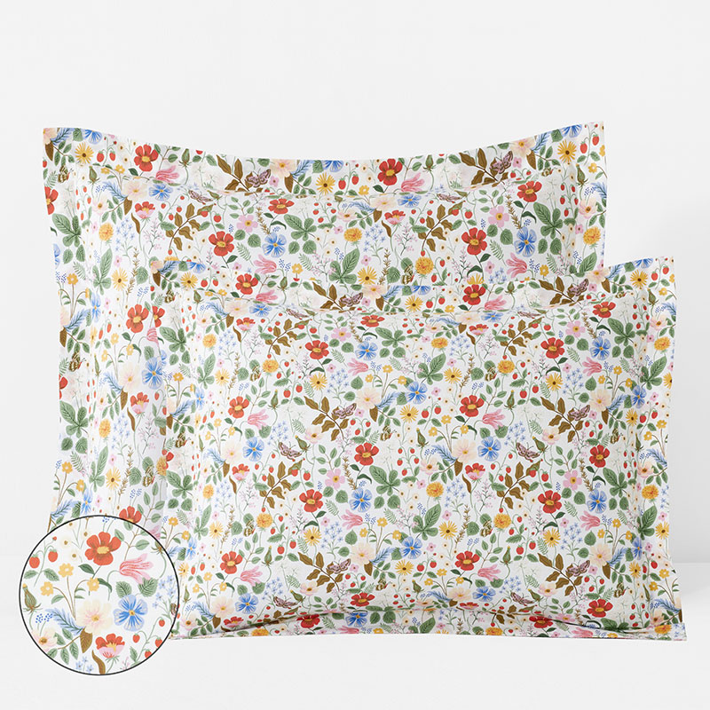 The Company Store Strawberry Fields Classic Cool Cotton Percale Sham In White