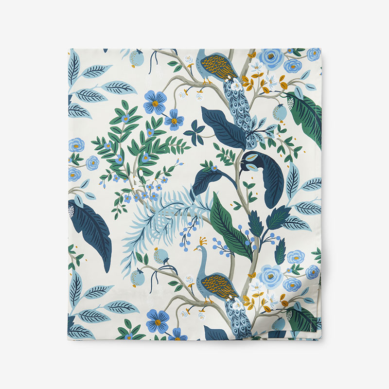 Shop The Company Store Peacock Classic Smooth Sateen Flat Bed Sheet In Blue/green/teal