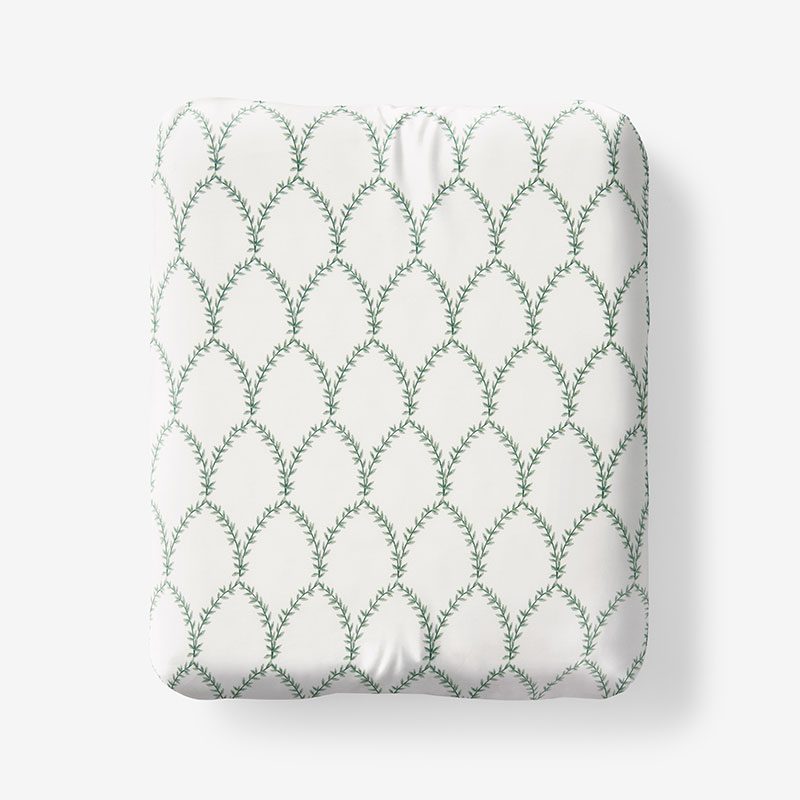 Shop The Company Store Laurel Classic Smooth Sateen Fitted Bed Sheet In Green/ivory