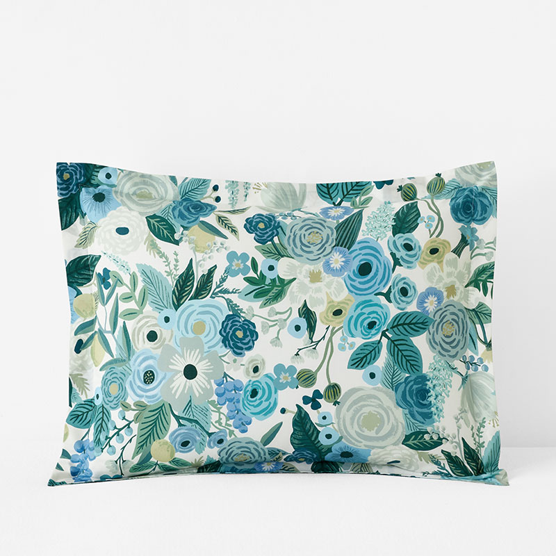The Company Store Garden Party Classic Cool Cotton Percale Sham In Blue