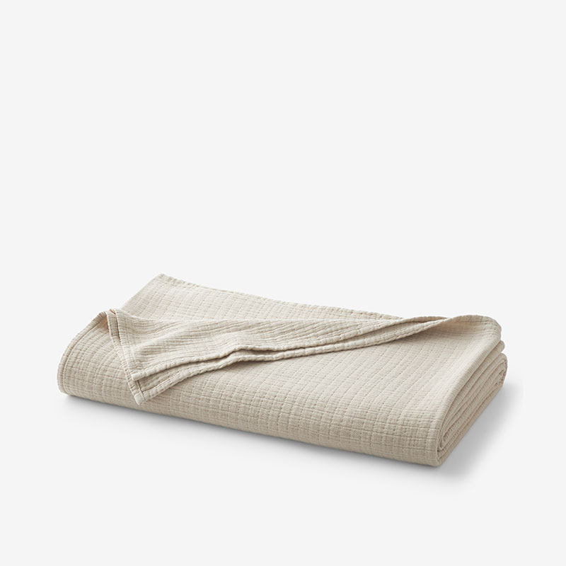 The Company Store Gossamer Cotton Throw Blanket In Beige