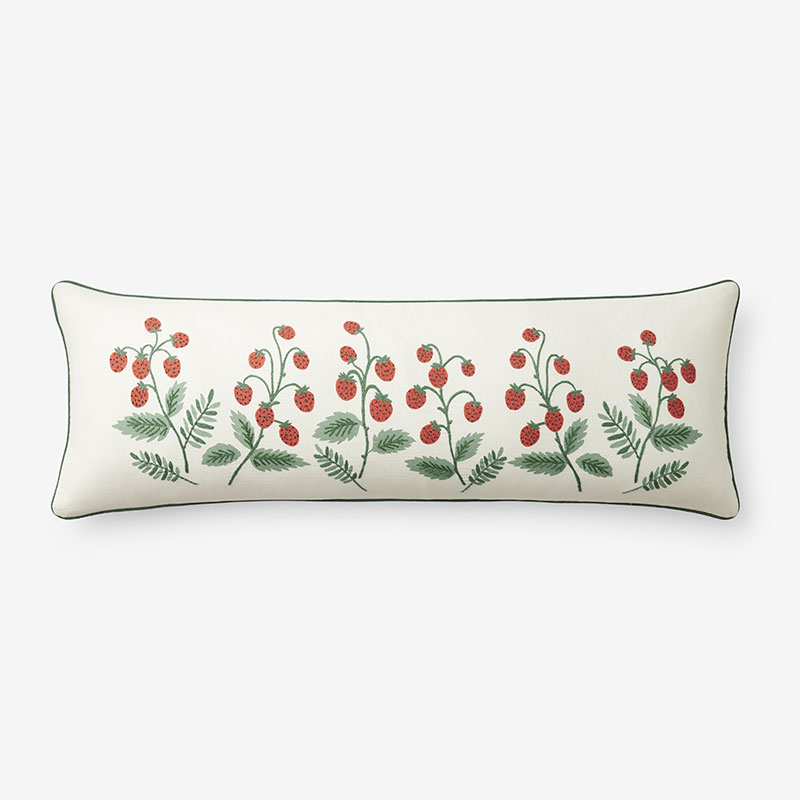The Company Store Strawberry Fields Decorative Lumbar Pillow Cover In Ivory