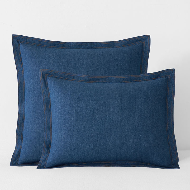 The Company Store Washed Denim Reversible Sham In Blue