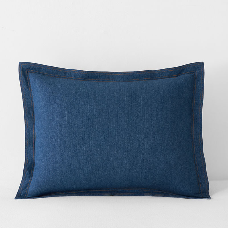 The Company Store Washed Denim Reversible Sham In Blue