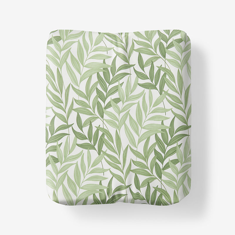 The Company Store Tulum Leaf Classic Cool Cotton Percale Fitted Bed Sheet