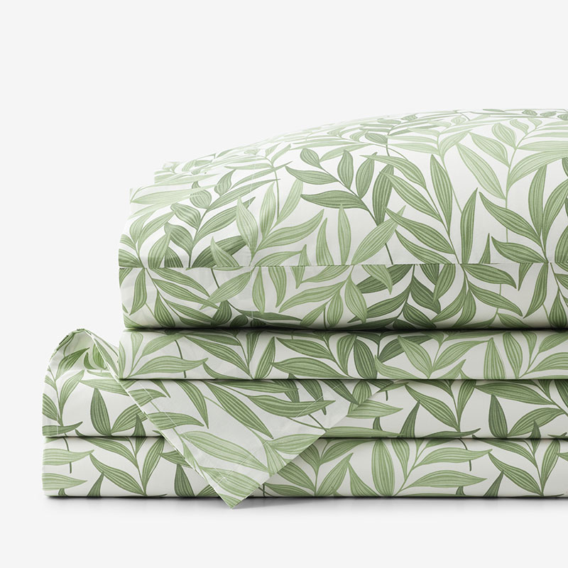 The Company Store Tulum Leaf Classic Cool Cotton Percale Bed Sheet Set
