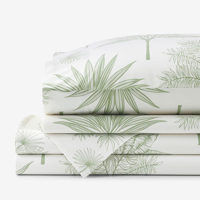 The Company Store Tulum Forest Classic Cool Cotton Percale Bed Sheet Set