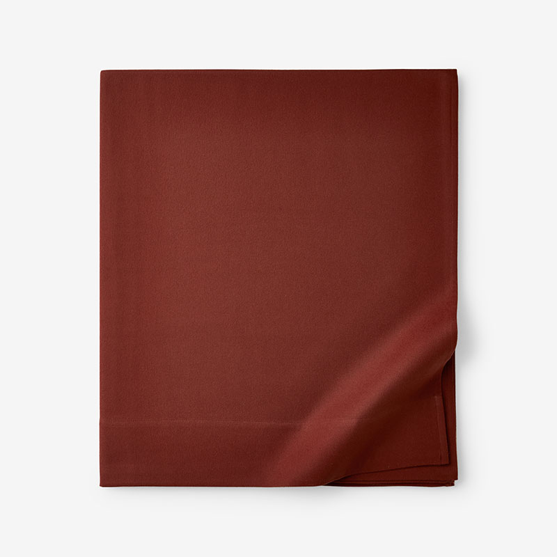The Company Store Classic Ultra-cozy Cotton Velvet Cotton Flannel Flat Bed Sheet In Orange/coral/red
