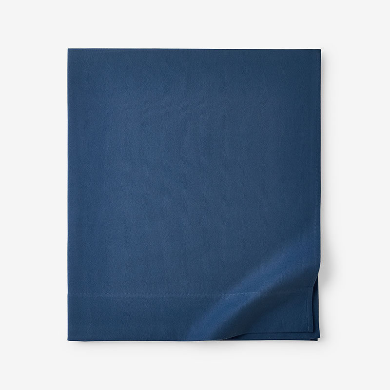 The Company Store Classic Ultra-cozy Cotton Velvet Cotton Flannel Flat Bed Sheet In Slate Blue