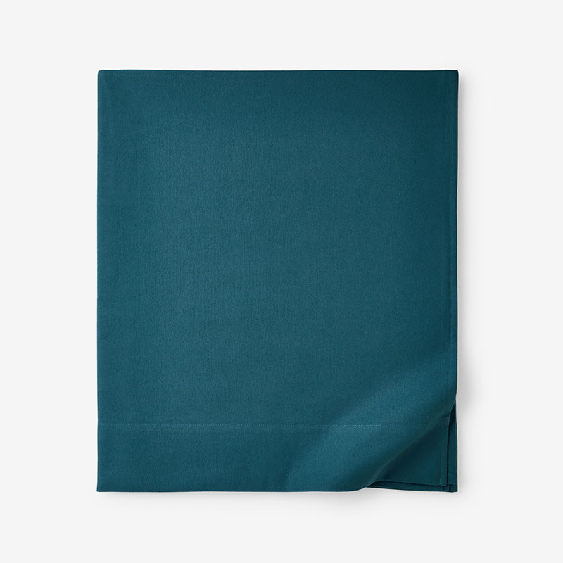 The Company Store Classic Ultra-cozy Cotton Velvet Cotton Flannel Flat Bed Sheet In Teal/turquoise Blue