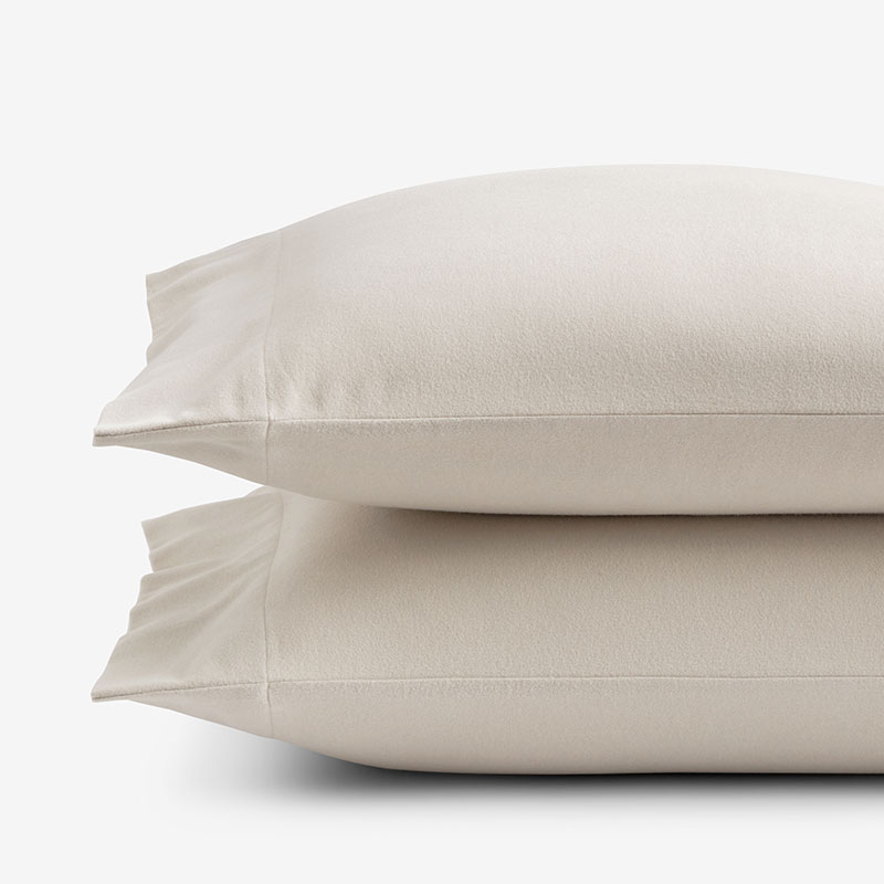 The Company Store Classic Ultra-cozy Cotton Velvet Cotton Flannel Pillowcase Set In Ivory
