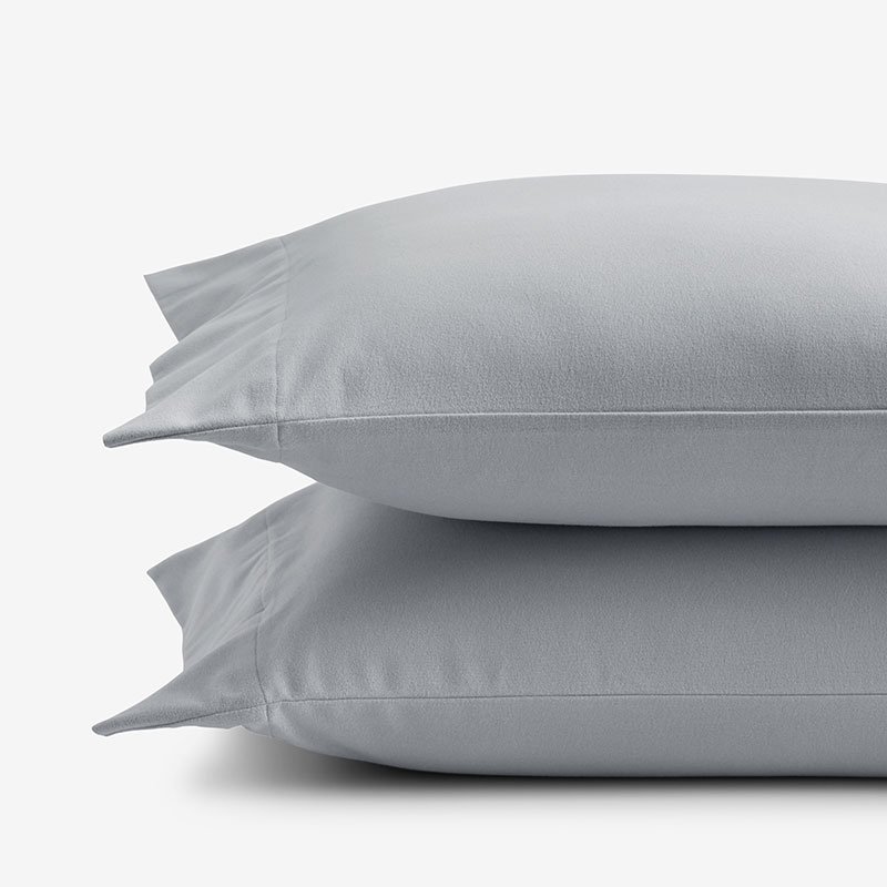 The Company Store Classic Ultra-cozy Cotton Velvet Cotton Flannel Pillowcase Set In Slate Gray