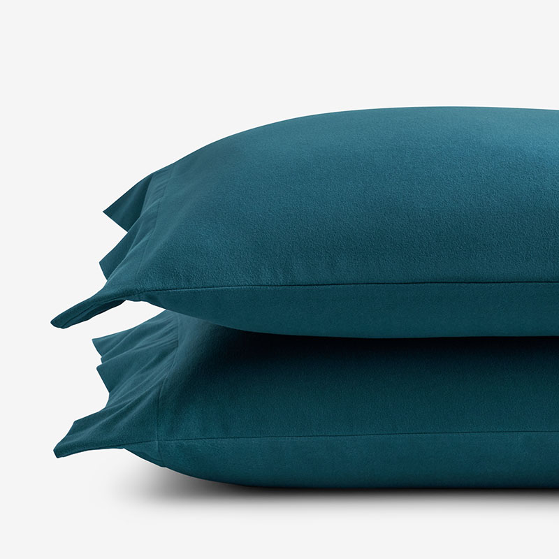 The Company Store Classic Ultra-cozy Cotton Velvet Cotton Flannel Pillowcase Set In Teal/turquoise Blue