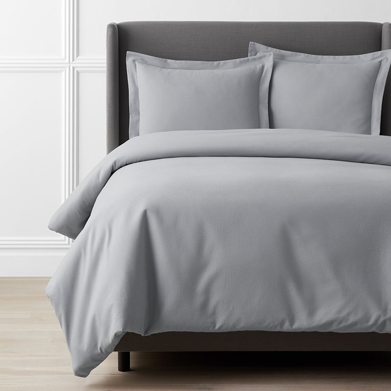 The Company Store Classic Ultra-cozy Cotton Velvet Cotton Flannel Solid Duvet Cover In Slate Gray