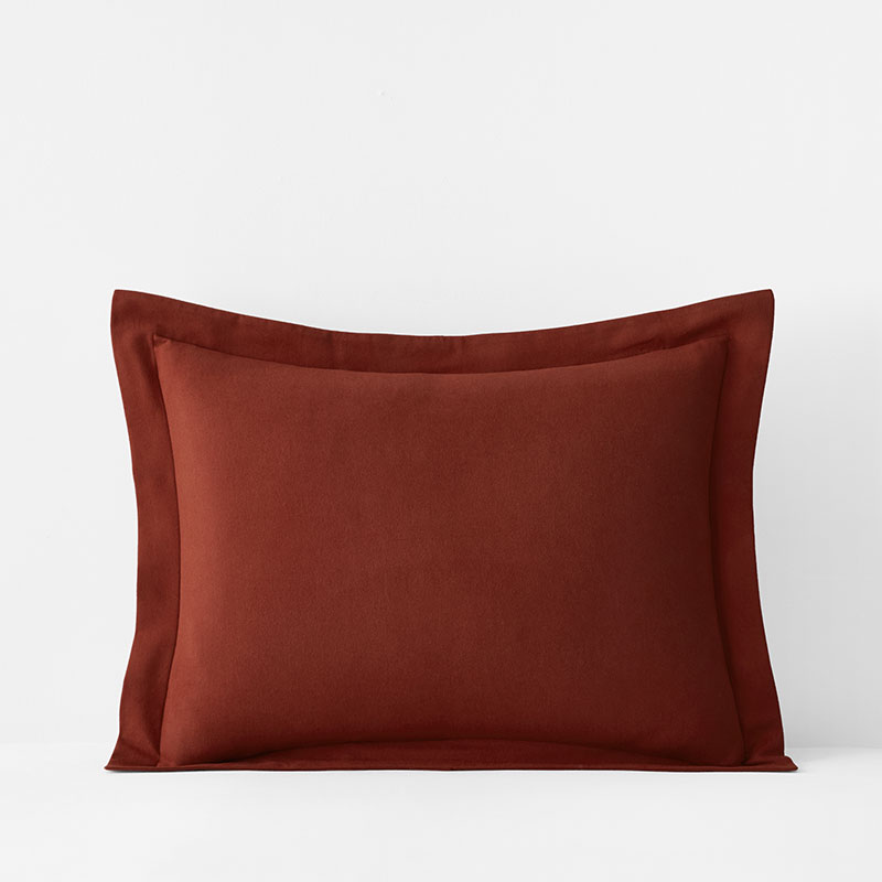 The Company Store Classic Ultra-cozy Cotton Velvet Cotton Flannel Sham In Orange/coral/red