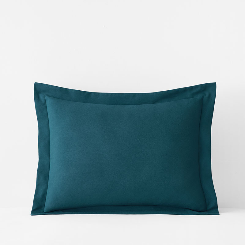 The Company Store Classic Ultra-cozy Cotton Velvet Cotton Flannel Sham In Teal/turquoise Blue
