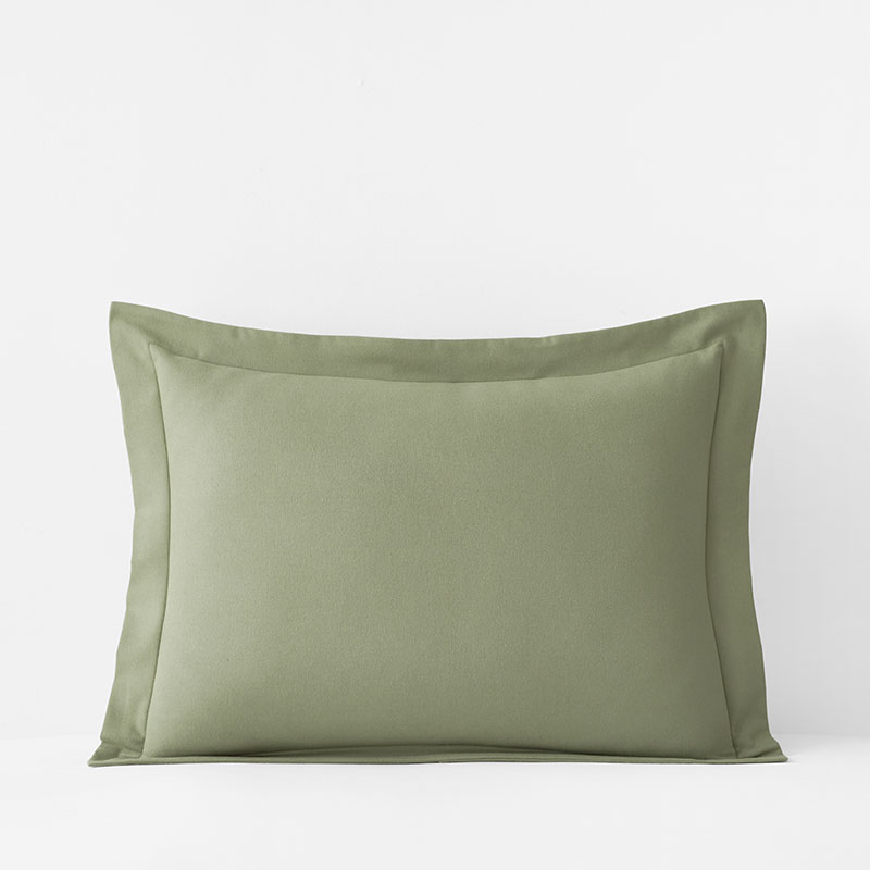 The Company Store Classic Ultra-cozy Cotton Velvet Cotton Flannel Sham In Willow Green