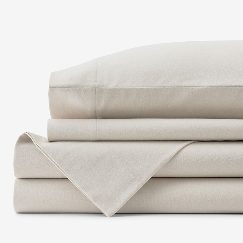 The Company Store Classic Ultra-cozy Cotton Velvet Cotton Flannel Bed Sheet Set In Ivory