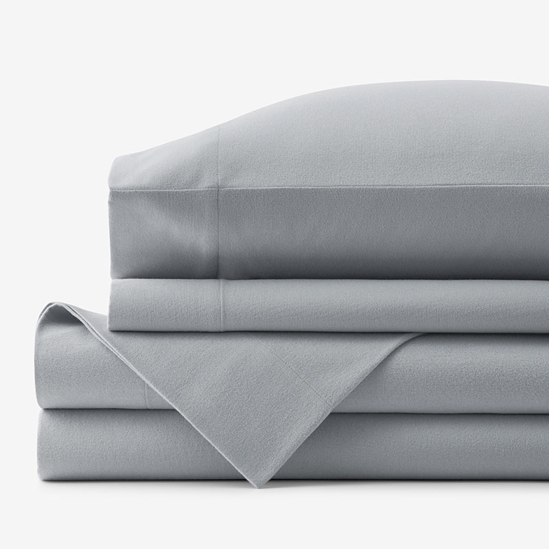 The Company Store Classic Ultra-cozy Cotton Velvet Cotton Flannel Bed Sheet Set In Slate Gray