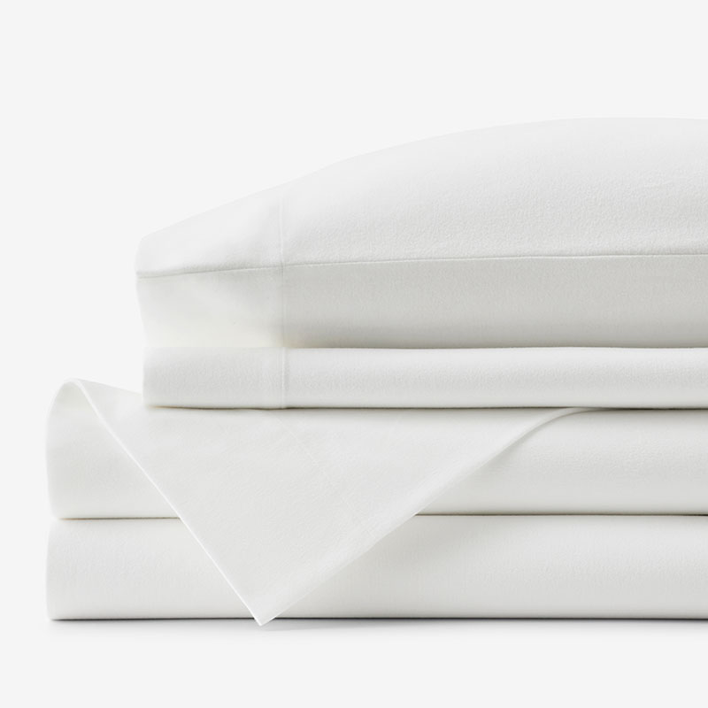 The Company Store Classic Ultra-cozy Cotton Velvet Cotton Flannel Bed Sheet Set In White