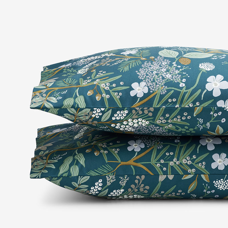 The Company Store Juniper Forest Classic Smooth Sateen Pillowcase Set In Blue/green/teal
