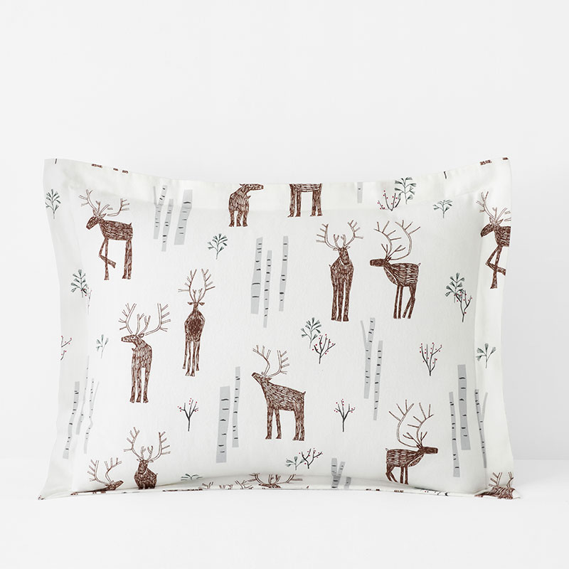 Holiday Print Classic Ultra-Cozy Cotton Velvet Flannel Sham - Oh Deer, Standard