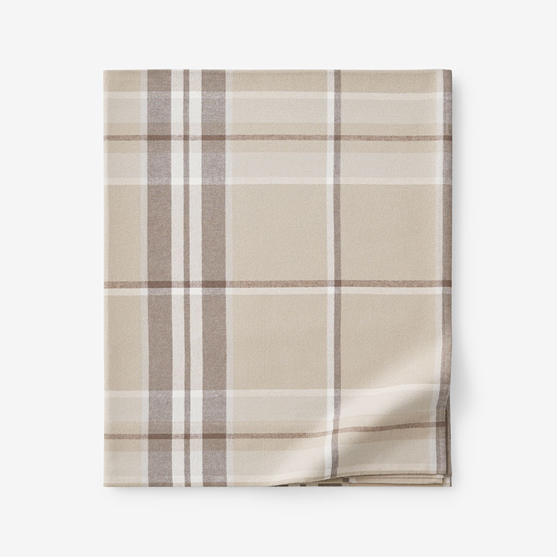 The Company Store Classic Plaid Ultra-cozy Cotton Velvet Cotton Flannel Flat Bed Sheet In Brown