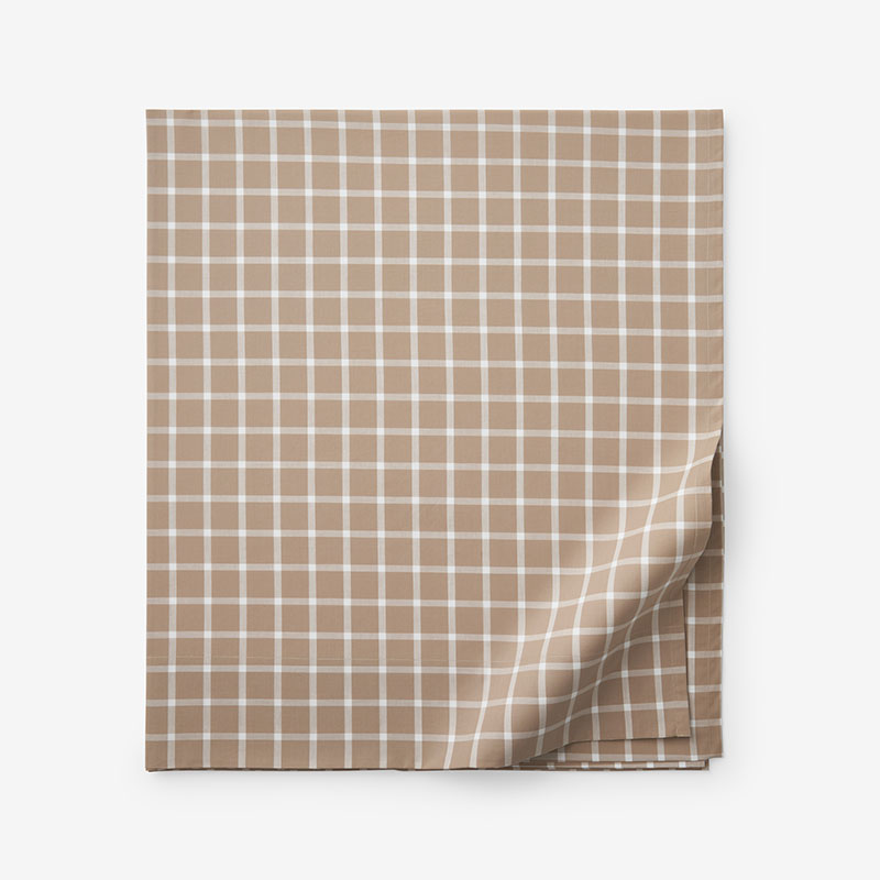 The Company Store Classic Stripes And Plaids Cool Yarn-dyed Cotton Percale Flat Bed Sheet In Beige/brown