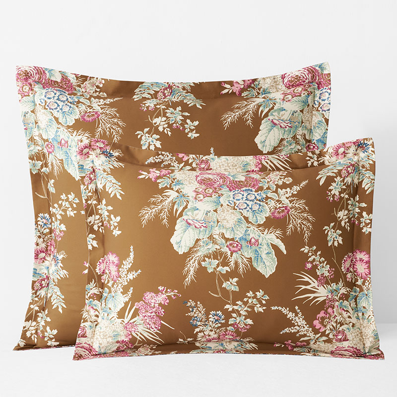 The Company Store Malti Premium Smooth Sateen Reversible Sham In Brown/pink