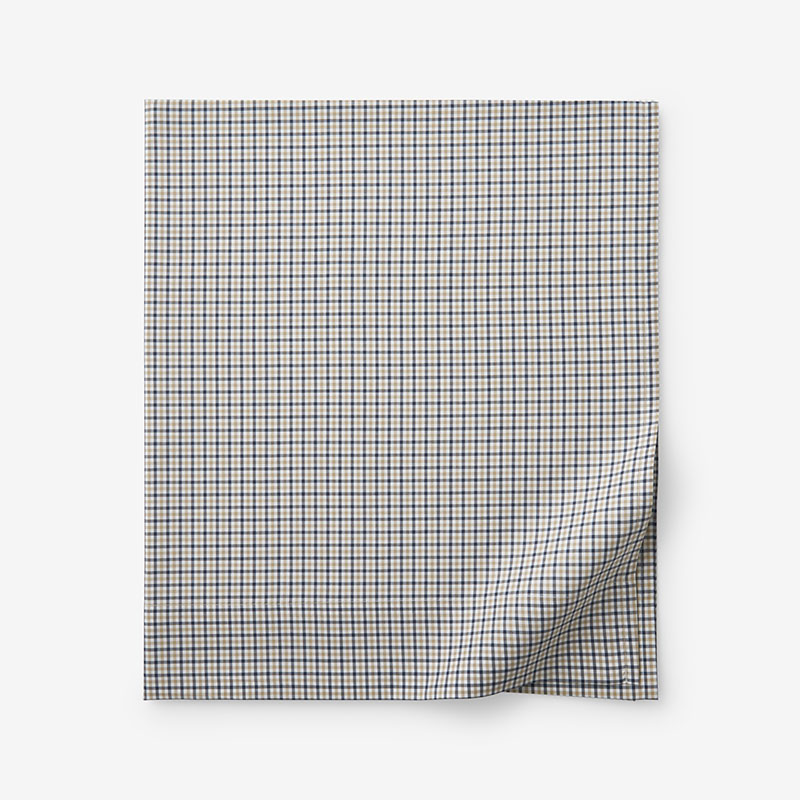 THE COMPANY STORE CLASSIC STRIPES AND PLAIDS COOL YARN-DYED COTTON PERCALE FLAT BED SHEET