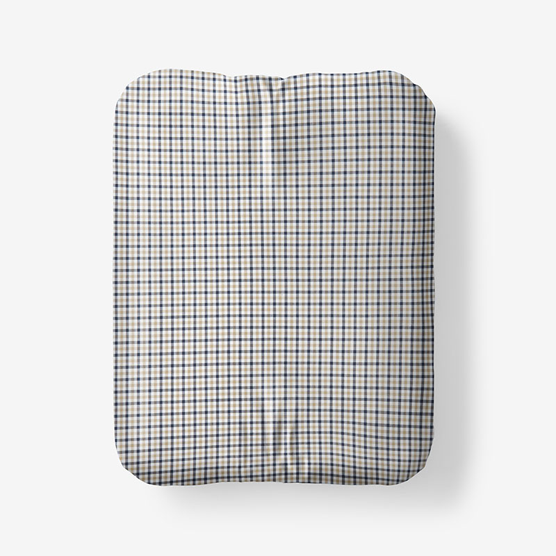 THE COMPANY STORE CLASSIC STRIPES AND PLAIDS COOL YARN-DYED COTTON PERCALE FITTED BED SHEET