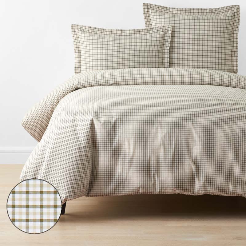 The Company Store Classic Stripes And Plaids Cool Yarn-dyed Cotton Percale Duvet Cover